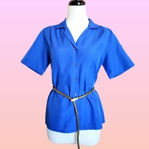 Vintage Bright blue button up collared shirt